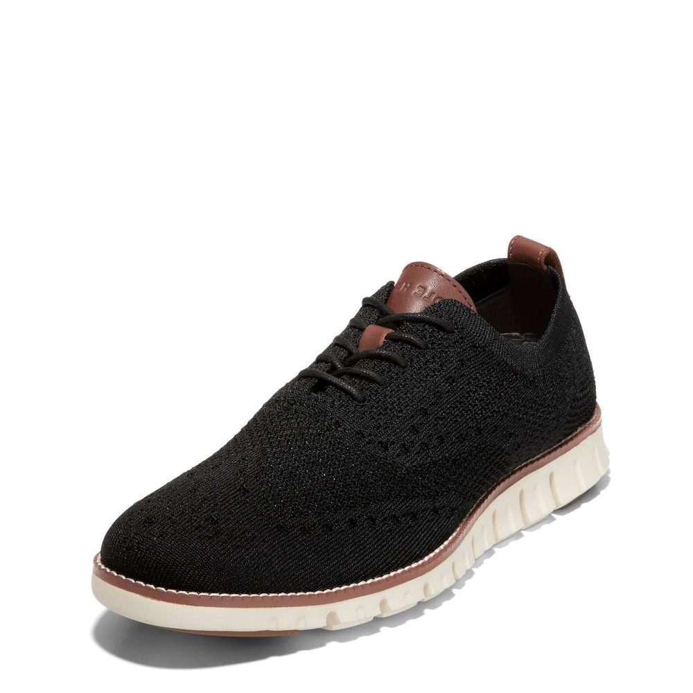 COLE HAAN MENS ZEROGRAND STITCHLITE WINGTIP OXFORD, BLACK/IVORY, 12 US